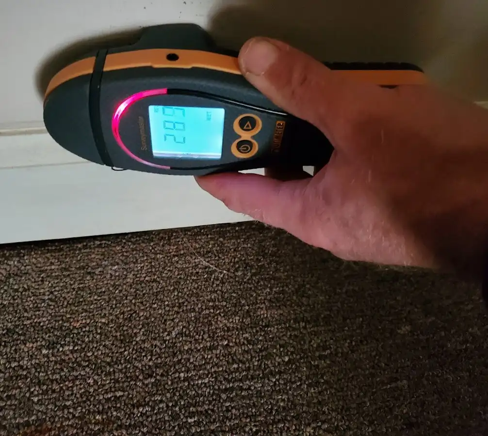 Moisture detection at baseboard during Mold Inspection & Testing in Atlantic Beach